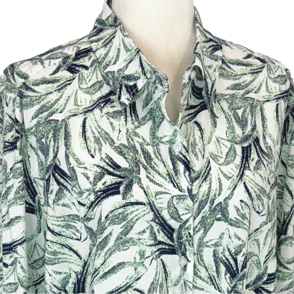 Olsen green leaf print shirt